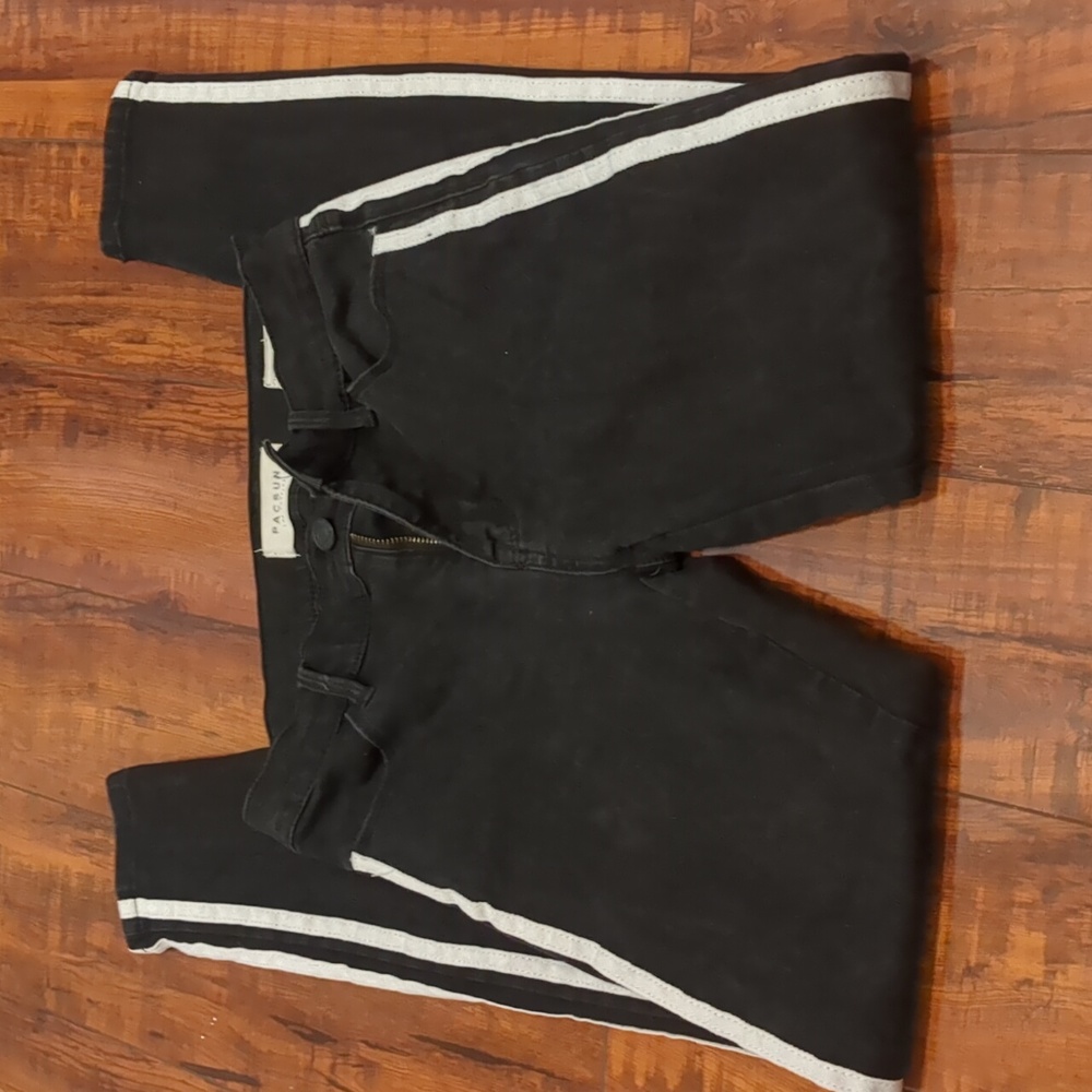 PacSun Ankle Jegging Jeans, Black with White Racing Stripes